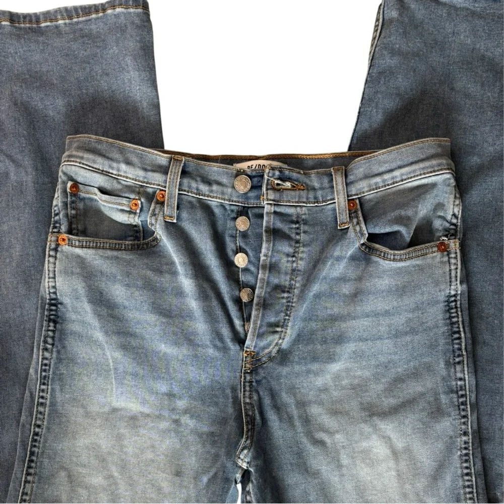 Re/Done Light Blue faded 90 loose fitted Straight Leg redone lux Jeans NEW Sz 27 - Picture 3 of 14